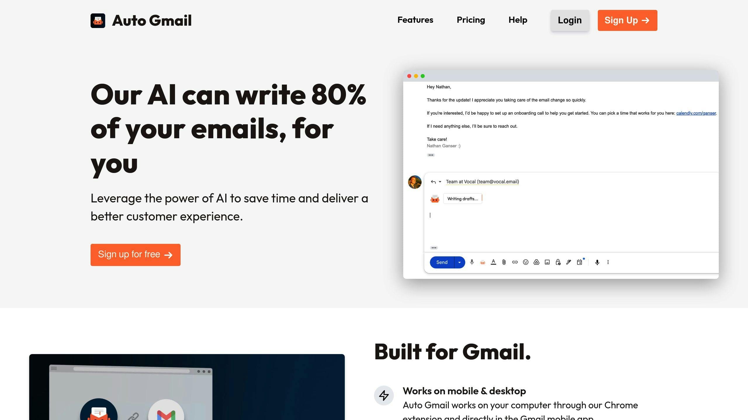 Auto Gmail is an AI email automation website for English-speaking users